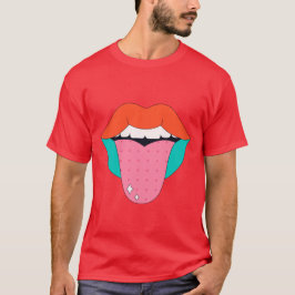 Camiseta Lábios de desenho animado com língua em estilo ret