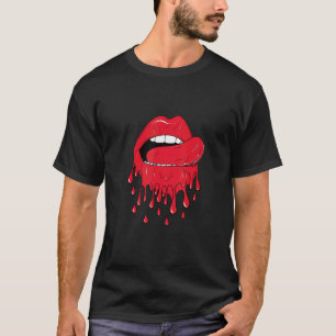 Camiseta Lábios de Fusão Vermelha com Licenciamento de Líng