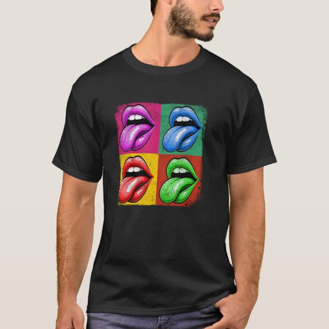 Camiseta Lábios de língua materna Pop Trabalho de arte mode (Frente)
