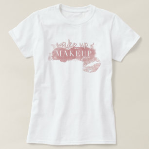 Camiseta Lábios de Menina Rosa de Maquiagem