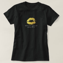 Camiseta lábios de ouro para uma beleza artística da maquia