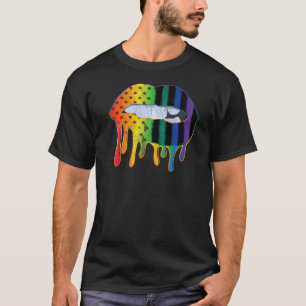 Camiseta Lábios de Pavilhão Americano Lgbtq Orgulho gay do