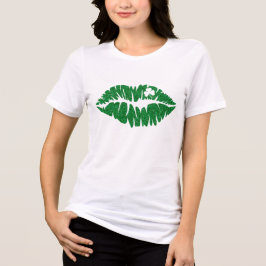 Camiseta Lábios de Shamrock com brilho verde | Ruas, Patric