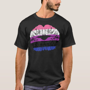 Camiseta Lábios do Orgulho Genderfluido Sinalizador Kiss E