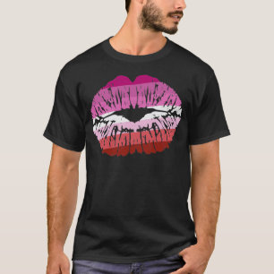 Camiseta Lábios do Orgulho Lésbico Beija Gay Tomboy Bandeir