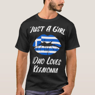 Camiseta Lábios e Boca Ama Bandeira Grega Kefalonia