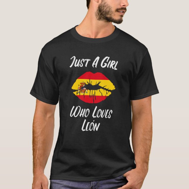 Camiseta Lábios e Boca Amam a Bandeira Espanhola Leão (Frente)