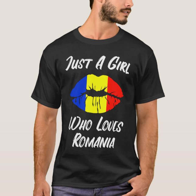 Camiseta Lábios e Boca Amor Bandeira Romena Romênia (Frente)