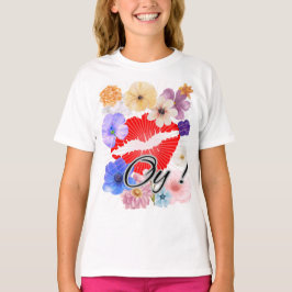 Camiseta Lábios e flores