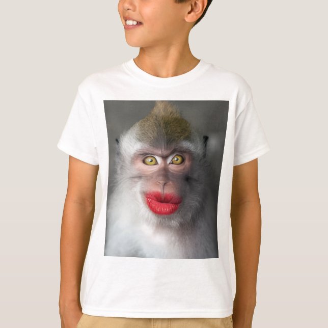 Camiseta lábios engraçados de macaco (Frente)