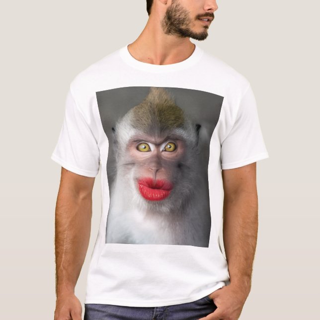 Camiseta lábios engraçados de macaco (Frente)