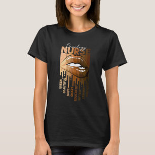 Camiseta Lábios Gotejantes Afro Enfermeira Oncologia Rainha