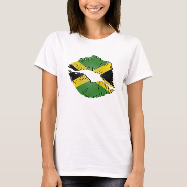 Camiseta Lábios jamaicanos da bandeira (Frente)
