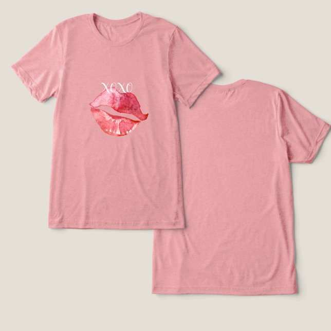 Camiseta Lábios Kiss XOXO (Design Frente e Verso)