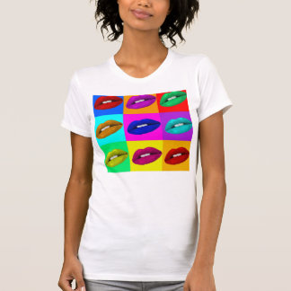 Camiseta Lábios, lábios, camisola de alças do pop art dos