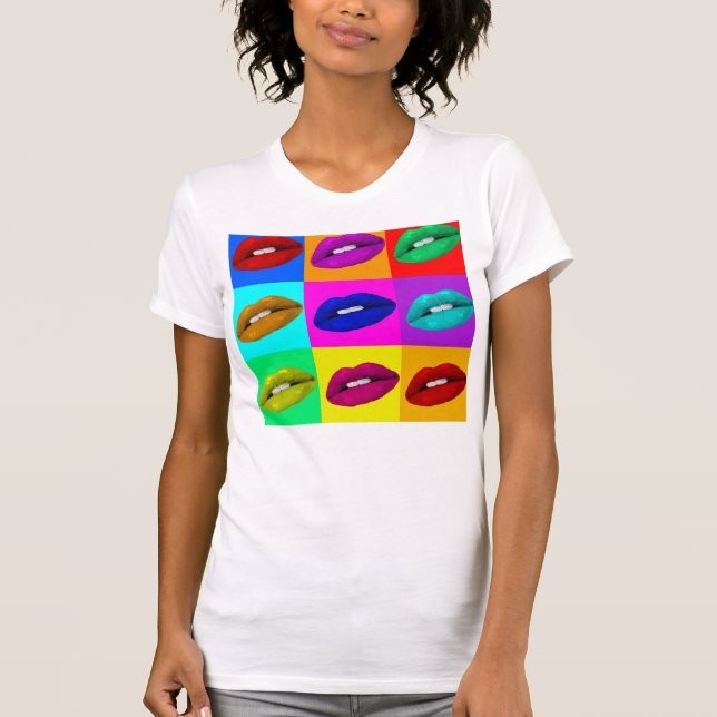 Camiseta Lábios, lábios, camisola de alças do pop art dos (Frente)