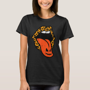 Camiseta Lábios-Leopardo-Abóbora Figuram Para O Dia Das Bru