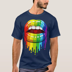 Camiseta Lábios LGBTQ Sinalizador arco-íris LGBT Orgulho ga