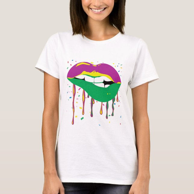 Camiseta Lábios Mardi Gras (Frente)