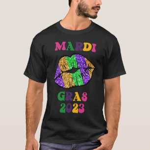 Camiseta Lábios Mardi Gras 2023 Para Mulheres No Carnaval F