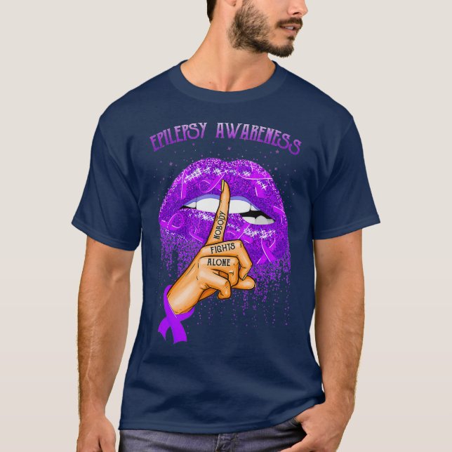 Camiseta Lábios mordedores Mês de consciência da epilepsia (Frente)