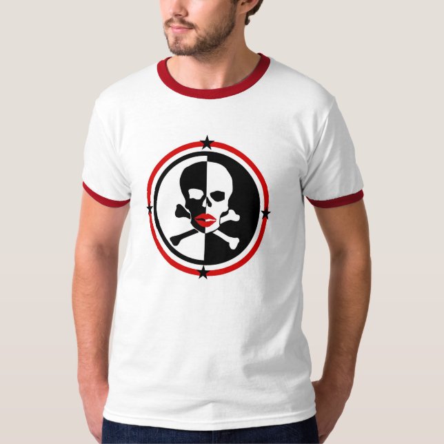 Camiseta Lábios no osso do crânio & da cruz (Frente)