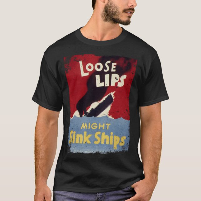 Camiseta Lábios Perdidos Podem Apresentar poster vintage WW (Frente)