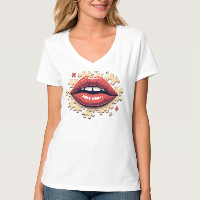 Camiseta Lábios quebra-cabeça (Frente)