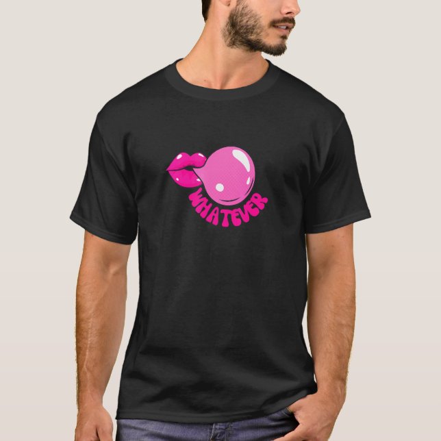 Camiseta Lábios Quentes Rosa Qualquer Que Seja Beijo Beijo  (Frente)