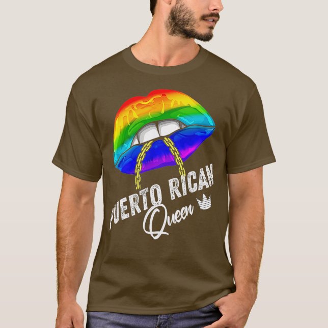 Camiseta Lábios Rainha Porto-Riquenha Gay  (Frente)