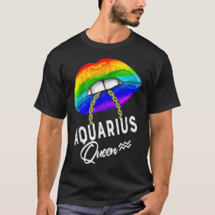 Camiseta Lábios Rainhas do Aquário LGBTQ Zodiac Orgulho g