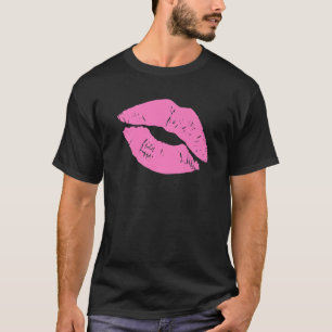 Camiseta Lábios Rosa anos 80 Amantes da Pop brilhante da