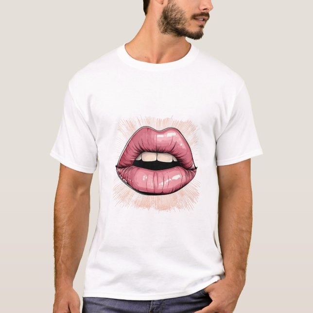Camiseta Lábios Rosa com Dentes (Frente)