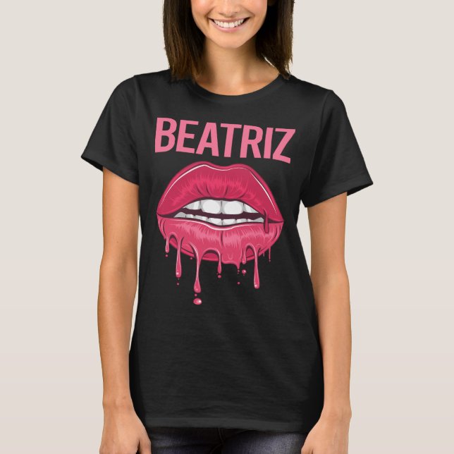 Camiseta Lábios Rosa - Nome Beatriz (Frente)