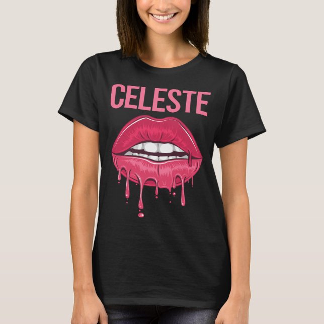 Camiseta Lábios Rosa - Nome Celeste (Frente)