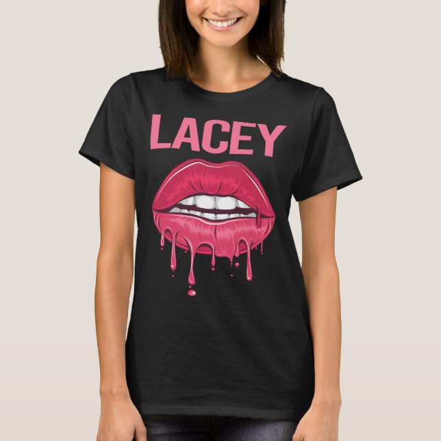 Camiseta Lábios Rosa - Nome Lacey (Frente)
