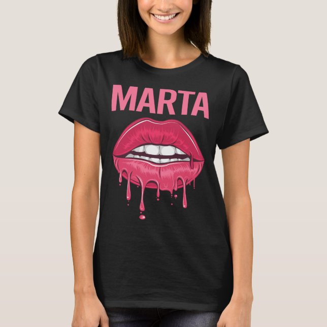 Camiseta Lábios Rosa - Nome Marta (Frente)