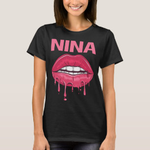 Camiseta Lábios Rosa - Nome Nina