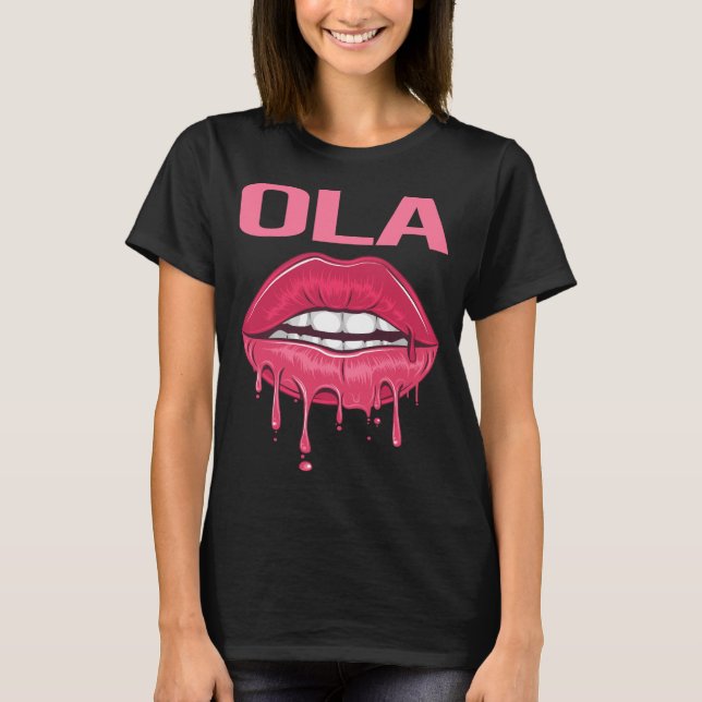 Camiseta Lábios Rosa - Nome Ola (Frente)