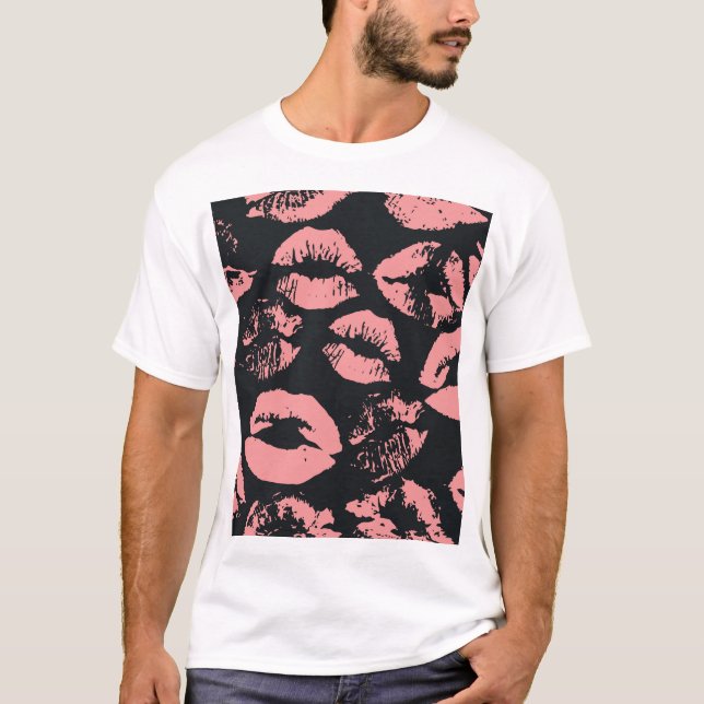 Camiseta Lábios Rosa: Quirky Vintage Invisível (Frente)