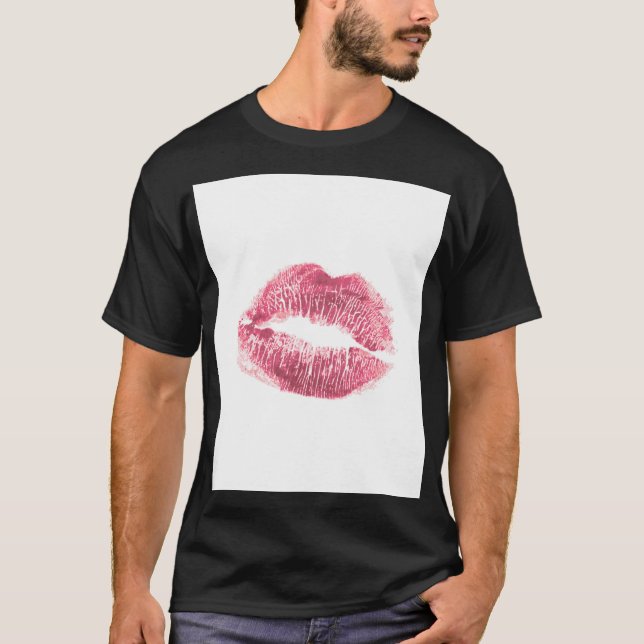 Camiseta Lábios rosa realistas, beijo isolado (Frente)