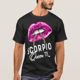Camiseta Lábios Roxos Escorpião Rainha Aniversário Mulheres