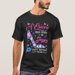 Camiseta Lábios Salto Alto Uma Rainha Nasceu Em Janeiro Fel