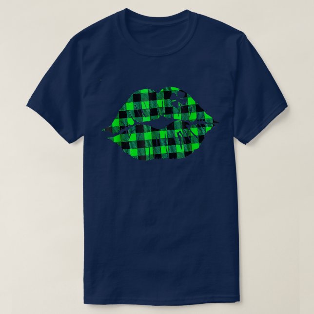 Camiseta Lábios Sortudos, Búfalo, Xadrez Shamrock, Rua de V (Frente do Design)