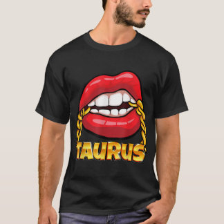 Camiseta Lábios Suculentos - Dourada Cadeia Taurus Sinal Zo