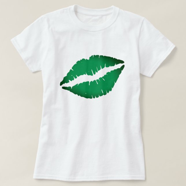 Camiseta Lábios verdes bonitos me beijam Eu sou Rua irlande (Frente do Design)