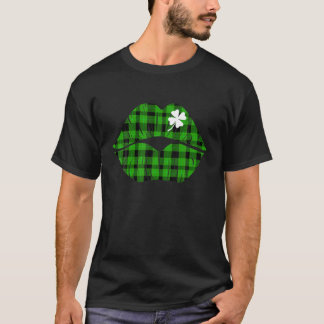 Camiseta Lábios verdes Shamrock Lábios Costume Irlandês Rua