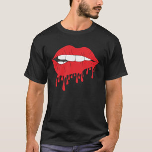 Camiseta Lábios Vermelhos Cachorros Mordem Morcendo Quente