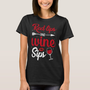 Camiseta Lábios Vermelhos E Vinhos