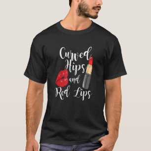 Camiseta Lábios Vermelhos Encantadores Pássaros Curvos Páss